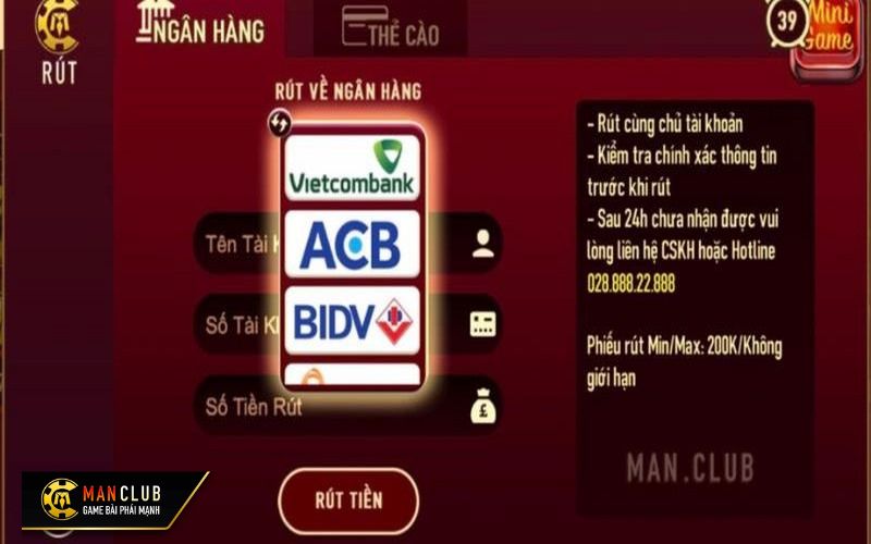 Hướng dẫn cách rút tiền Manclub đơn giản và nhanh chóng nhất
