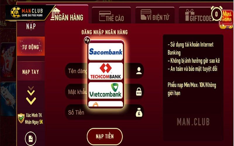 App Manclub hỗ trợ giao dịch nhanh chóng