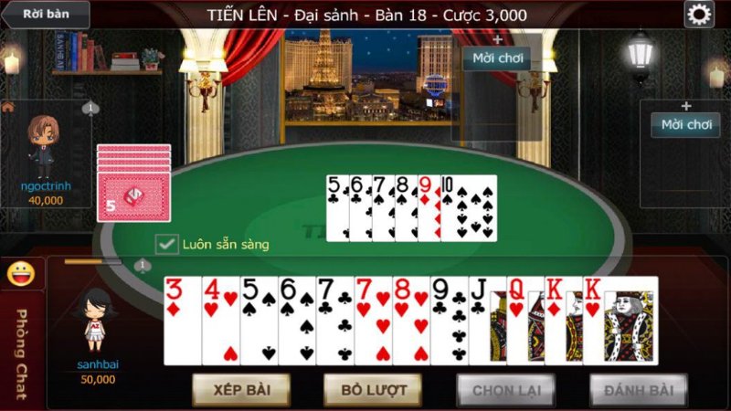 Trò chơi Tiến lên tại game bài king có luật chặt cực hay